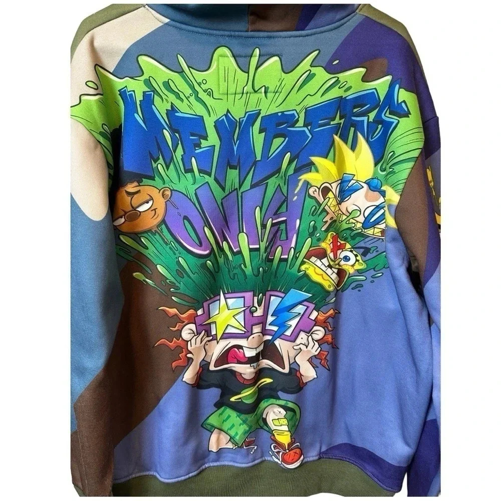 Members Only Nickelodeon Pullover Hoodie New Mens L SpongeBob Arnold Rugrats - Picture 6 of 14